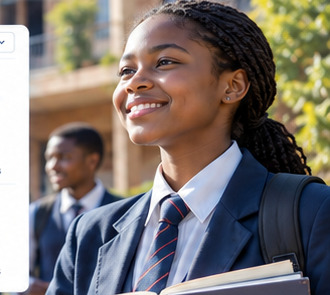 African secondary-school learner on a school campus